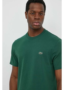 Lacoste t-shirt bawełniany męski kolor zielony gładki ze sklepu ANSWEAR.com w kategorii T-shirty męskie - zdjęcie 170653744