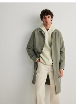 Reserved - Płaszcz z domieszką wiskozy - zielony ze sklepu Reserved w kategorii Płaszcze męskie - zdjęcie 170655740