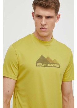 Helly Hansen t-shirt sportowy kolor żółty z nadrukiem ze sklepu ANSWEAR.com w kategorii T-shirty męskie - zdjęcie 170656664