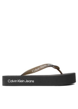 Calvin Klein Jeans Japonki Beach Sandal Flatform Logo YW0YW01092 Czarny ze sklepu MODIVO w kategorii Klapki damskie - zdjęcie 170663853