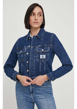 Calvin Klein Jeans kurtka jeansowa damska kolor granatowy przejściowa ze sklepu ANSWEAR.com w kategorii Kurtki damskie - zdjęcie 170664662