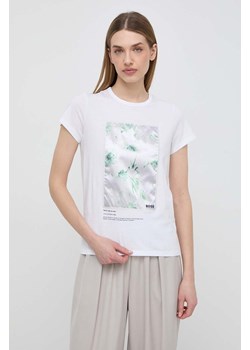 BOSS t-shirt bawełniany damski kolor biały ze sklepu ANSWEAR.com w kategorii Bluzki damskie - zdjęcie 170664802