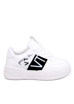 Sneakersy na platformie Sterry White Black białe ze sklepu ButyModne.pl w kategorii Buty sportowe damskie - zdjęcie 170666303