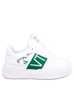 Sneakersy na platformie Sterry White Green białe ze sklepu ButyModne.pl w kategorii Buty sportowe damskie - zdjęcie 170666304