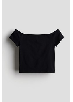 H & M - Dżersejowy top z odkrytymi ramionami - Czarny ze sklepu H&M w kategorii Bluzki dziewczęce - zdjęcie 170667081