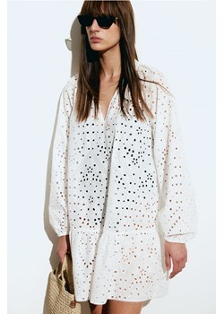H & M - Sukienka tunikowa z haftem angielskim - Biały ze sklepu H&M w kategorii Sukienki - zdjęcie 170667194