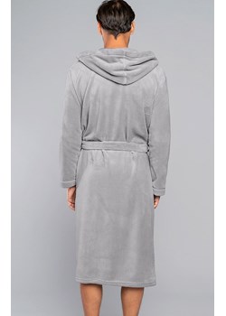 Ciepły szlafrok męski z kapturem szary Mimas, Kolor jasny szary, Rozmiar M, Italian Fashion ze sklepu Primodo w kategorii Szlafroki męskie - zdjęcie 170680730