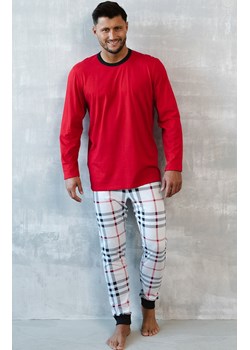 Piżama męska  Andros z długim rękawem i długimi nogawkami, Kolor czerwony-wzór, Rozmiar S, Italian Fashion ze sklepu Primodo w kategorii Piżamy męskie - zdjęcie 170680764