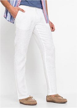 Spodnie chino lniane Regular Fit Straight z wygodnym paskiem ze sklepu bonprix w kategorii Spodnie męskie - zdjęcie 170682283
