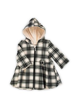 Płaszcz dresowy dla dziewczynki w kratkę czarny ze sklepu 5.10.15 w kategorii Kombinezony i kurtki - zdjęcie 170683201