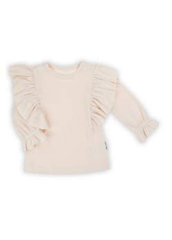Bluzka bawełniana dziewczęca z długim rękawem beżowa ze sklepu 5.10.15 w kategorii Bluzki dziewczęce - zdjęcie 170683310