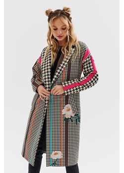 Patchworkowy płaszcz o klasycznym kroju Hypnotic Soul XS ze sklepu NAOKO w kategorii Płaszcze damskie - zdjęcie 170685184