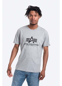 Alpha Industries t-shirt bawełniany Basic T-Shirt kolor szary z nadrukiem 100501.17 ze sklepu ANSWEAR.com w kategorii T-shirty męskie - zdjęcie 170685264