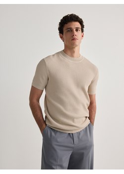 Reserved - Sweter z krótkim rękawem - beżowy ze sklepu Reserved w kategorii T-shirty męskie - zdjęcie 170687634