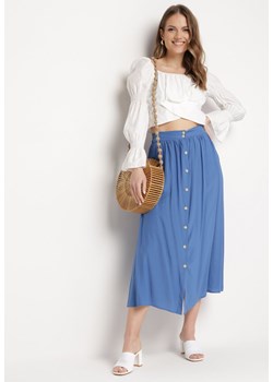 Niebieska Spódnica Maxi z Guzikami i Gumką w Pasie Aurorsa ze sklepu Born2be Odzież w kategorii Spódnice - zdjęcie 170688563