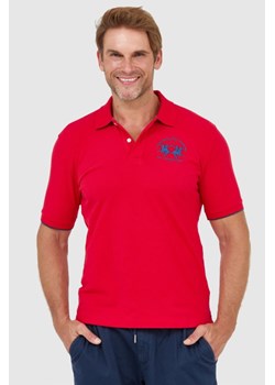 LA MARTINA Czerwona koszulka polo z wyszywanym logo, Wybierz rozmiar XXL ze sklepu outfit.pl w kategorii T-shirty męskie - zdjęcie 170694740
