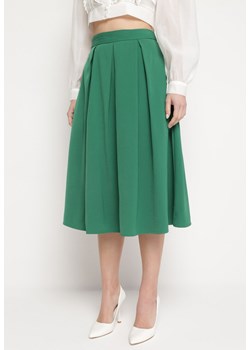 Zielona Midi Spódnica Rozkloszowana z Szerokimi Plisami Estellma ze sklepu Born2be Odzież w kategorii Spódnice - zdjęcie 170695200