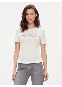 Tommy Hilfiger T-Shirt Archive Track WW0WW41203 Écru Slim Fit ze sklepu MODIVO w kategorii Bluzki damskie - zdjęcie 170696462