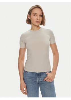 Calvin Klein T-Shirt K20K206553 Beżowy Slim Fit ze sklepu MODIVO w kategorii Bluzki damskie - zdjęcie 170696783