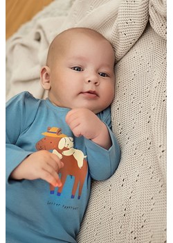 Niebieska bawełniana bluzka niemowlęca z nadrukiem ze sklepu 5.10.15 w kategorii Kaftaniki i bluzki - zdjęcie 170697740