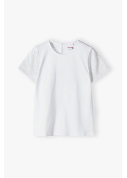 Biały t-shirt bawełniany dla dziewczynki ze sklepu 5.10.15 w kategorii Bluzki dziewczęce - zdjęcie 170697751