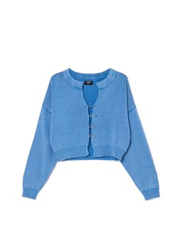 Cropp - Niebieski kardigan z agrafkami - niebieski ze sklepu Cropp w kategorii Swetry damskie - zdjęcie 170698710