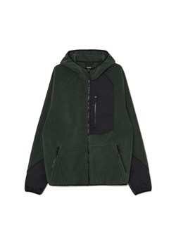 Cropp - Czarno-zielona polarowa bluza z kapturem - czarny ze sklepu Cropp w kategorii Bluzy męskie - zdjęcie 170698722