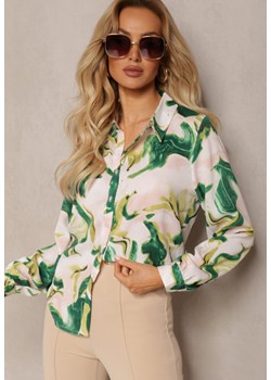 Beżowo-Zielona Klasyczna Koszula z Oryginalnym Wzorem Asda ze sklepu Renee odzież w kategorii Koszule damskie - zdjęcie 170700652