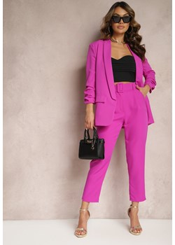 Fioletowe Spodnie z Paskiem Eudeaa ze sklepu Renee odzież w kategorii Spodnie damskie - zdjęcie 170700843