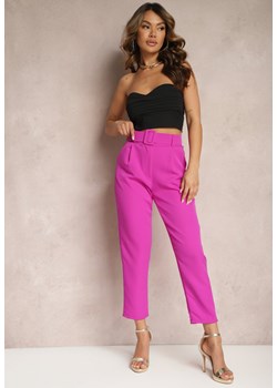 Fioletowe Spodnie z Paskiem Eudeaa ze sklepu Renee odzież w kategorii Spodnie damskie - zdjęcie 170700844