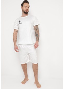 Biała Bawełniana Piżama 2-Częściowa Koszulka z Nadrukiem i Luźne Szorty Tarietha ze sklepu Born2be Odzież w kategorii Piżamy męskie - zdjęcie 170700942