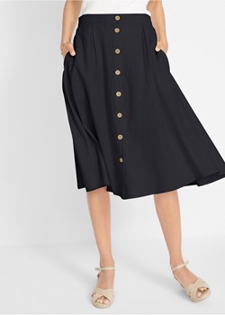 Spódnica lniana midi z plisą guzikową ze sklepu bonprix w kategorii Spódnice - zdjęcie 170706272