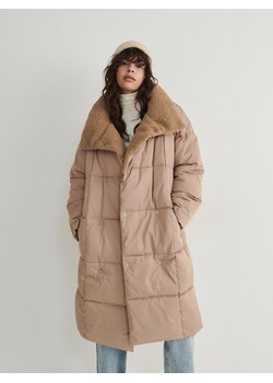 Reserved - Płaszcz z wysoką stójką - brązowy ze sklepu Reserved w kategorii Płaszcze damskie - zdjęcie 170707562