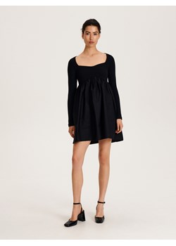 Reserved - Sukienka mini z łączonych materiałów - czarny ze sklepu Reserved w kategorii Sukienki - zdjęcie 170707602