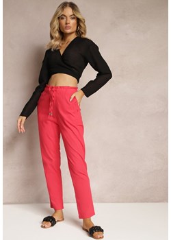 Czerwone Spodnie High Waist ze Sznurkami i Guzikami Arifea ze sklepu Renee odzież w kategorii Spodnie damskie - zdjęcie 170710880