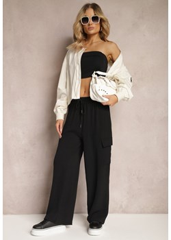 Czarne Spodnie z Kieszeniami Cargo High Waist z Gumką w Pasie Naerille ze sklepu Renee odzież w kategorii Spodnie damskie - zdjęcie 170710980