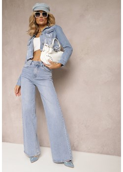 Jasnoniebieskie Jeansowe Spodnie Typu Szwedy High Waist z Szerokimi Nogawkami Mosalie ze sklepu Renee odzież w kategorii Jeansy damskie - zdjęcie 170711190