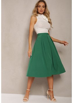 Zielona Spódnica Midi z Szerokim Plisowaniem i Rozkloszowanym Dołem Helenesa ze sklepu Renee odzież w kategorii Spódnice - zdjęcie 170711400