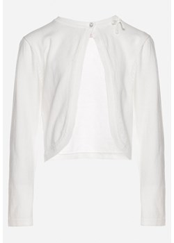 Biały Klasyczny Kardigan Zapinany przy Dekolcie na Guzik Xtalona ze sklepu Born2be Odzież w kategorii Swetry dziewczęce - zdjęcie 170711593