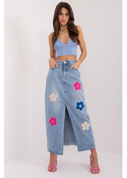 Midi spódnica jeansowa w kwiaty ze sklepu 5.10.15 w kategorii Spódnice - zdjęcie 170712462