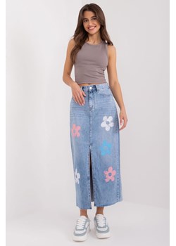 Midi spódnica jeansowa z nadrukiem ze sklepu 5.10.15 w kategorii Spódnice - zdjęcie 170712502