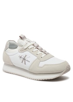 Calvin Klein Jeans Sneakersy Runner Sock Lace Up YM0YM00553 Biały ze sklepu MODIVO w kategorii Buty sportowe damskie - zdjęcie 170712752
