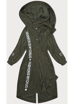 Luźna długa kurtka z kapturem khaki (TR982) ze sklepu goodlookin.pl w kategorii Kurtki damskie - zdjęcie 170713504