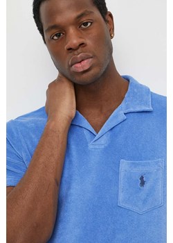 Polo Ralph Lauren polo męski kolor niebieski gładki ze sklepu ANSWEAR.com w kategorii T-shirty męskie - zdjęcie 170714001