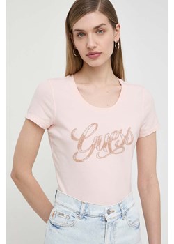 Guess t-shirt damski kolor różowy W4GI30 J1314 ze sklepu ANSWEAR.com w kategorii Bluzki damskie - zdjęcie 170714464