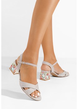 Szare sandały na słupku Susia ze sklepu Zapatos w kategorii Sandały damskie - zdjęcie 170715792