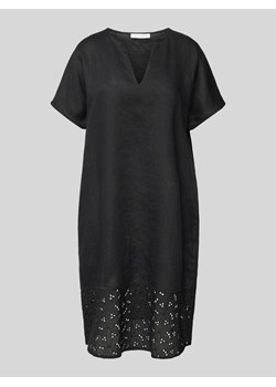Sukienka o długości do kolan z lnu z haftem angielskim ze sklepu Peek&Cloppenburg  w kategorii Sukienki - zdjęcie 170716621