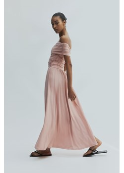 H & M - Drapowana sukienka z odkrytymi ramionami - Różowy ze sklepu H&M w kategorii Sukienki - zdjęcie 170717043