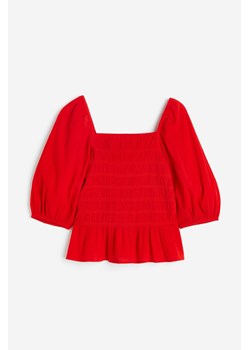 H & M - Elastycznie marszczona bluzka - Czerwony ze sklepu H&M w kategorii Bluzki damskie - zdjęcie 170717284
