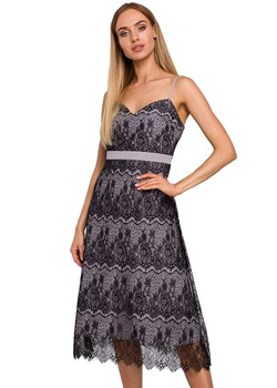Koronkowa sukienka na ramiączkach w kolorze szaro-czarnym M483, Kolor czarno-szary, Rozmiar S, MOE ze sklepu Primodo w kategorii Sukienki - zdjęcie 170718272